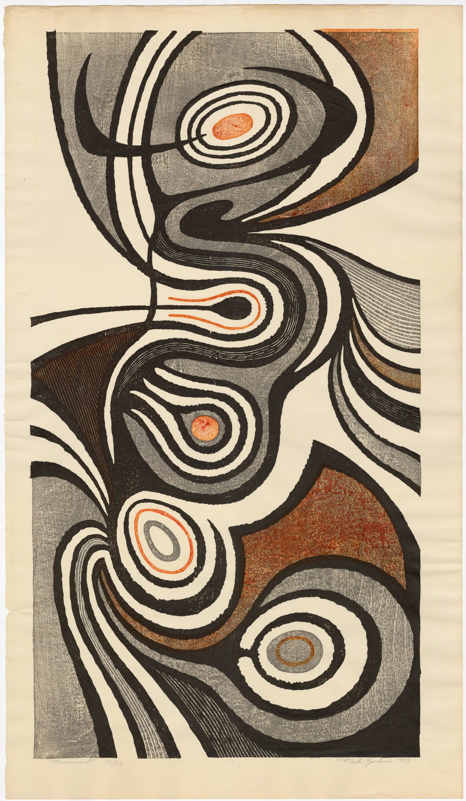 Yoshida Toshi: Movement 1957 Woodblock (1 of 2)