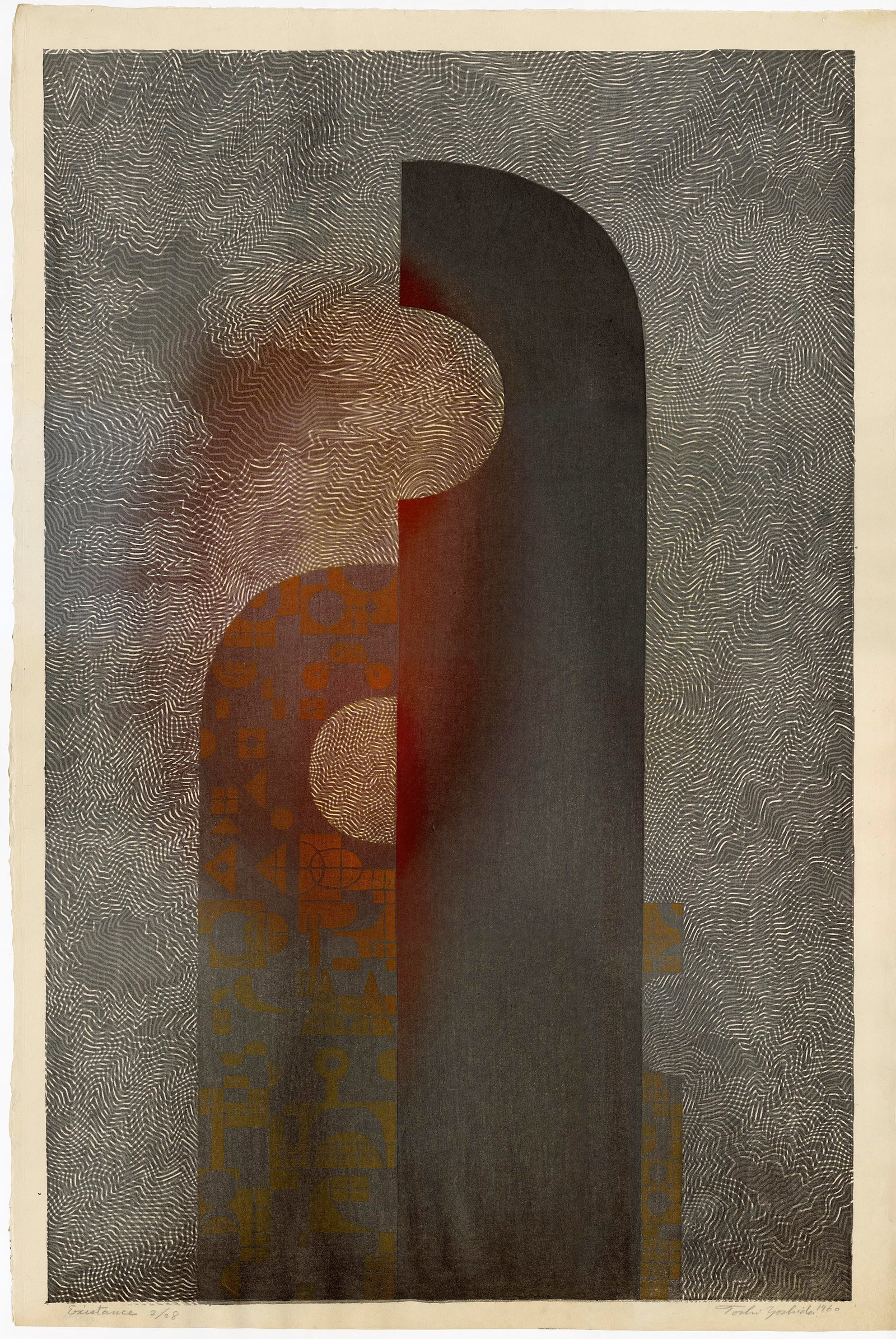 Yoshida Toshi: Existence 1960 Woodblock (1 of 2)