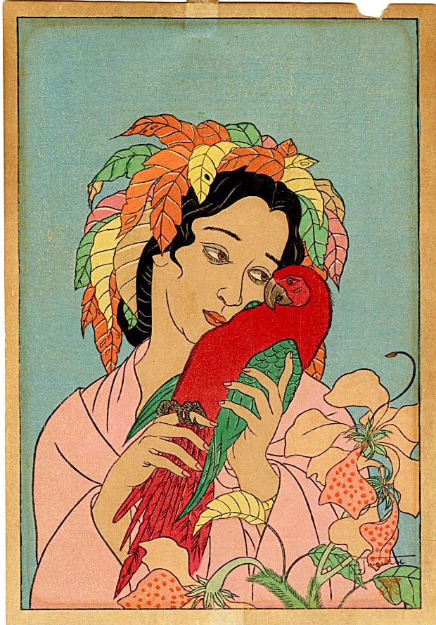 Paul Jacoulet: 4 Small Woodblocks (1 of 4)