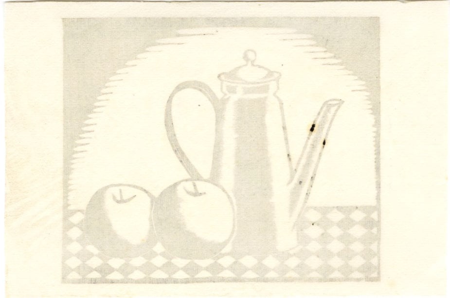 Not Signed: Still Life Woodblock - 2