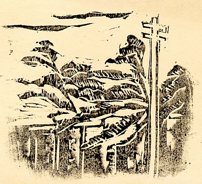 Not Signed: Landscape Vingette Woodblock: Japanese Woodblock Print, pre-war, from the collection of Katsuzaburo Hasegawa SIZE IN INCHES: 7.5 x 5.25 inches KATSUZABURO HASEGAWA was not a fine artist himself, but rather a prominent Japanese