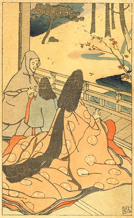Nakazawa Hiromitsu: The Morning Glory 1912 Woodblock: Japanese Woodblock Print, 1912, created for Chapter 20 of the book A New Translation of The Tale of Genji, which features a modern colloquial translation of the classic text by the famous poet Yosano 