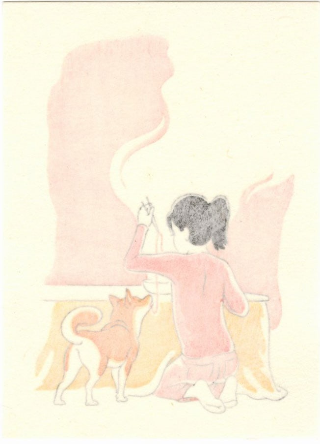 Jed Henry: Sharing Dinner Woodblock - 2