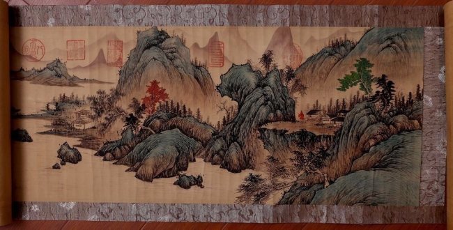 LONG & IMPORTANT SCROLL PAINTING, FUSHAN MARKED & STAMP (1 of 10)