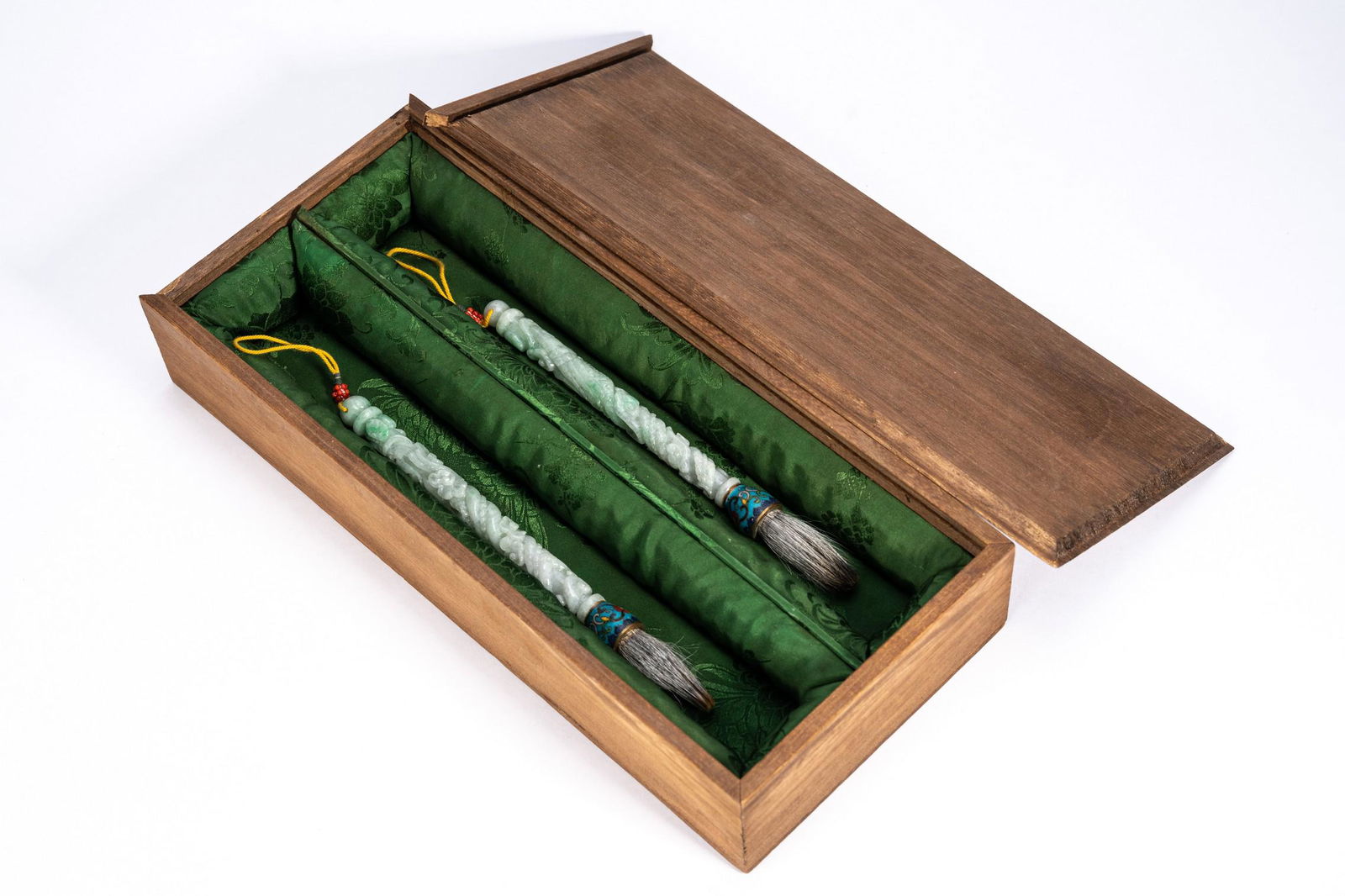 Chinese Jadeite Carved Brush Pair (1 of 7)