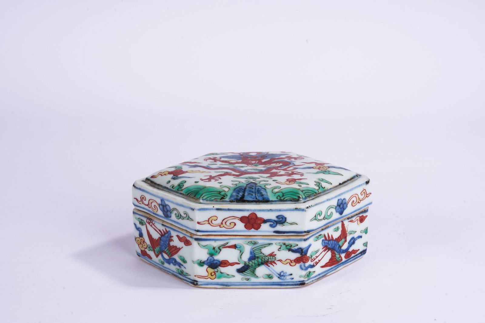 A Chinese Wucai Dragon Scholar's Box (1 of 7)