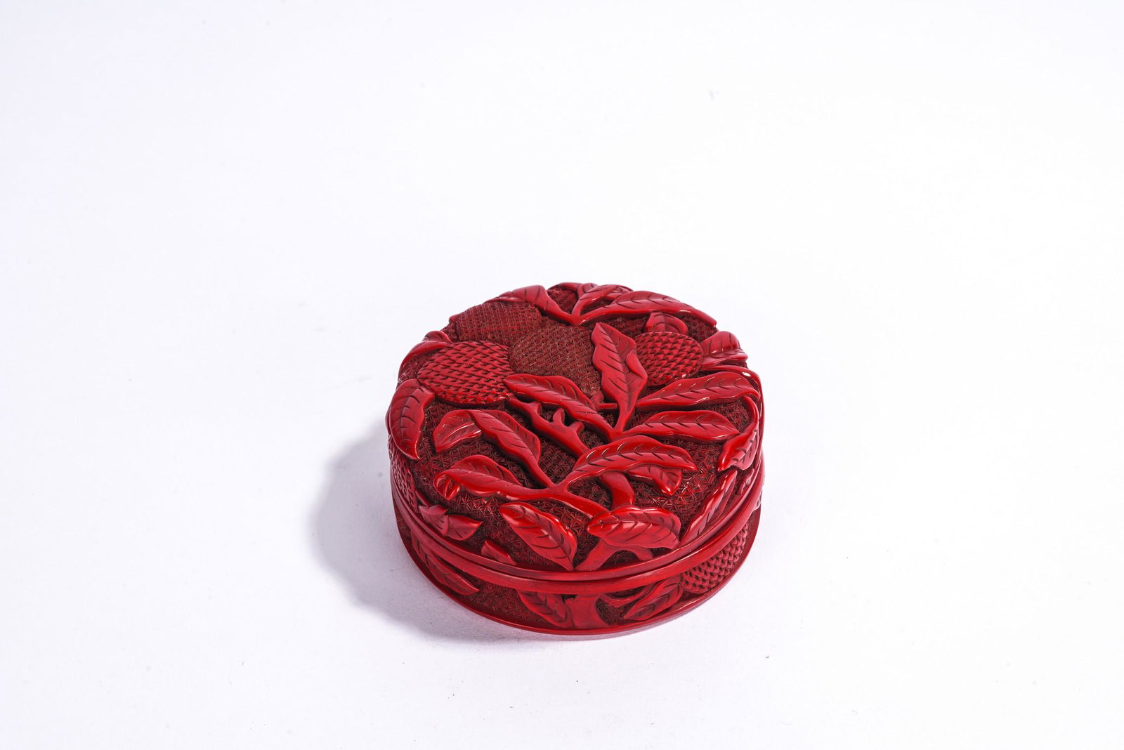 Chinese Cinnabar Lacquer Lychee Circular Box (1 of 9)