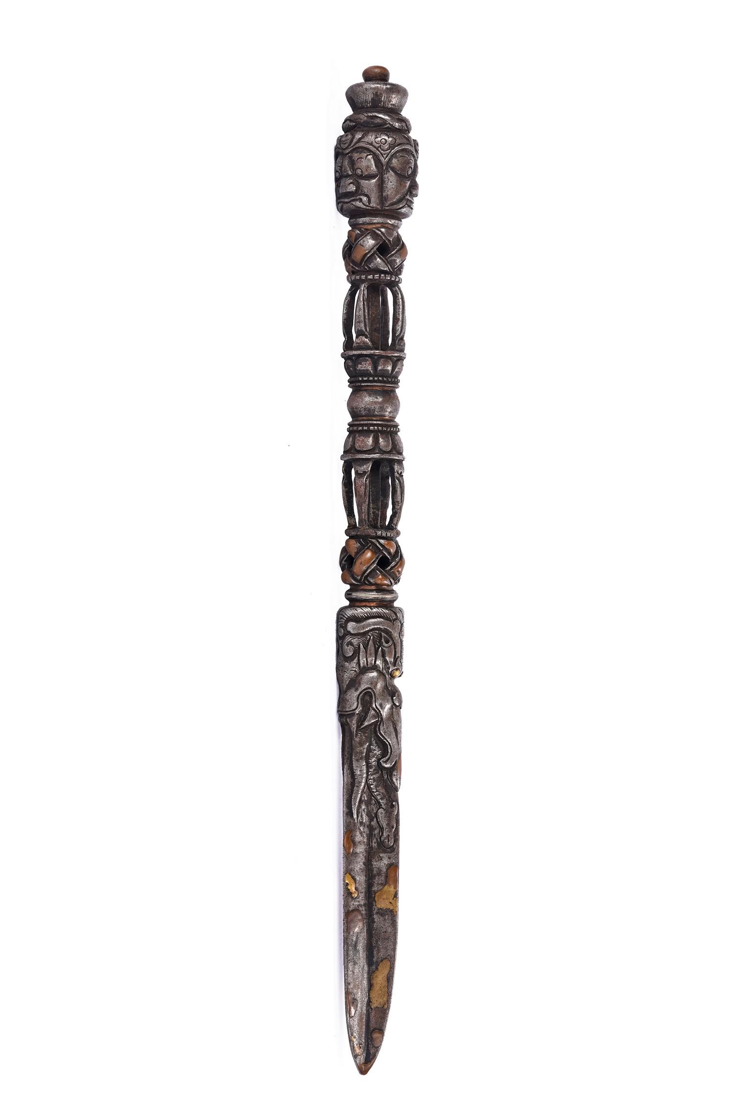 Large Tibetan Iron and Bronze Phurba (1 of 9)