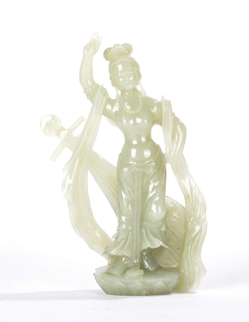 Chinese Celadon Jade Musician Female Deity Figure (1 of 9)