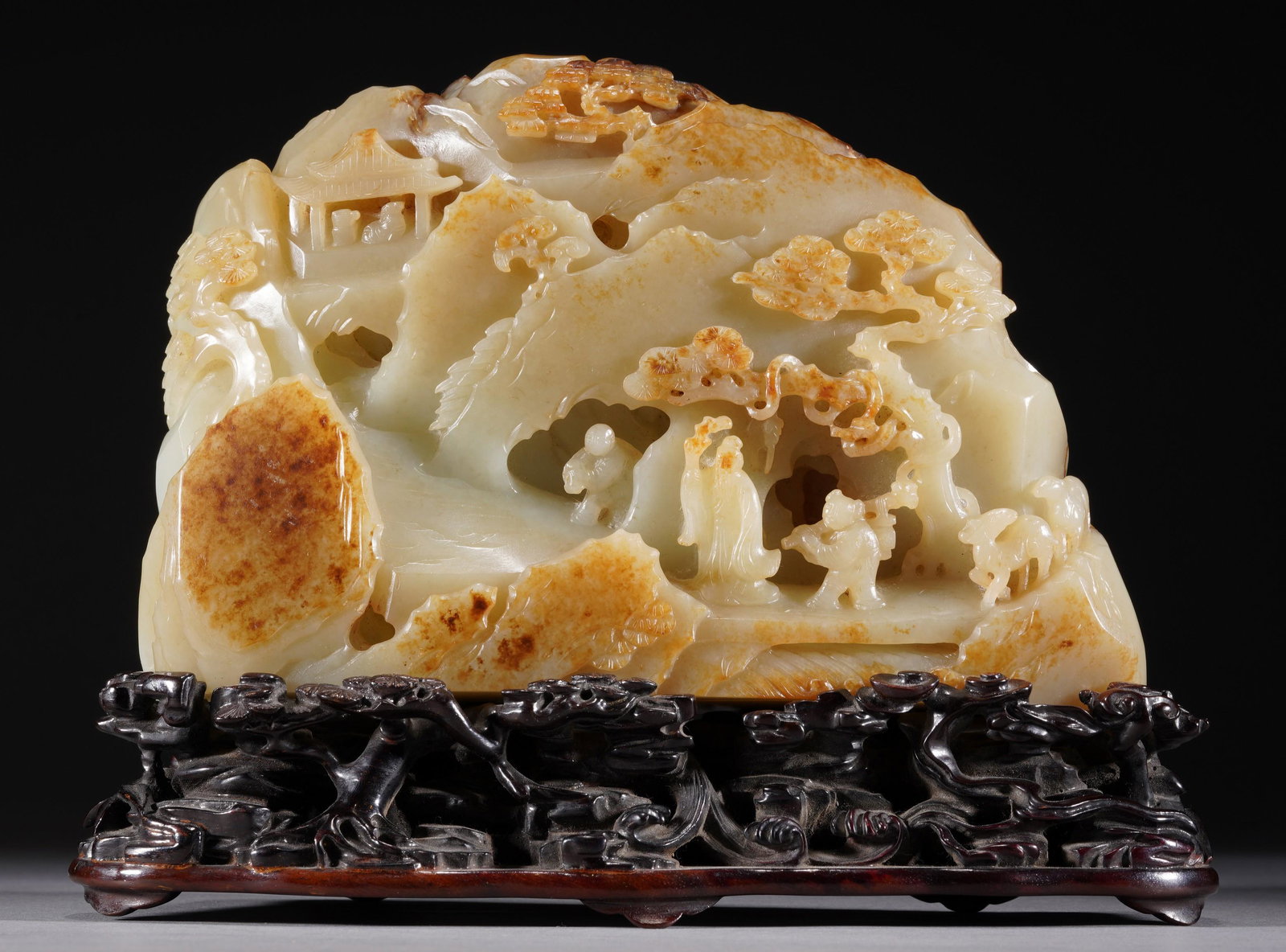 Chinese Hetian White Jade Pines Scholars Mountain Boulder (1 of 11)