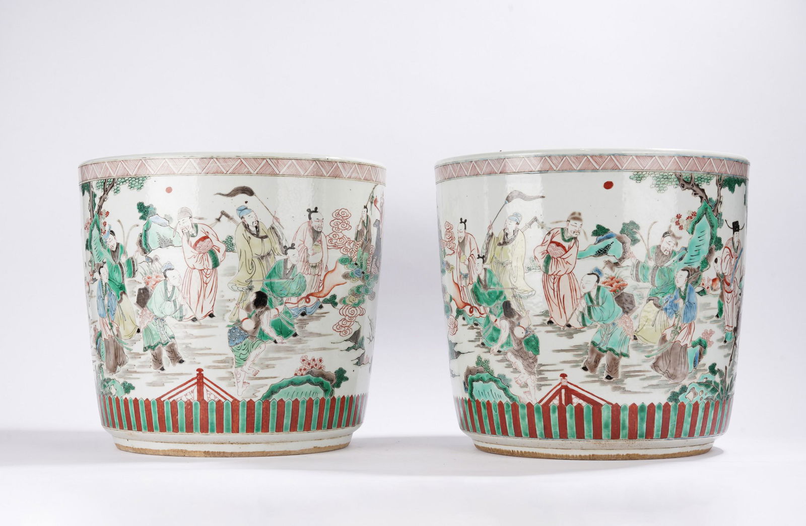 Pair of Antique Famille Verte Immortal Characters Jars (1 of 12)