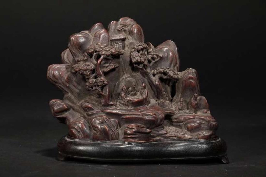 A CHENXIANG WOOD CARVED 'MOUNTAIN' ORNAMENT (1 of 9)