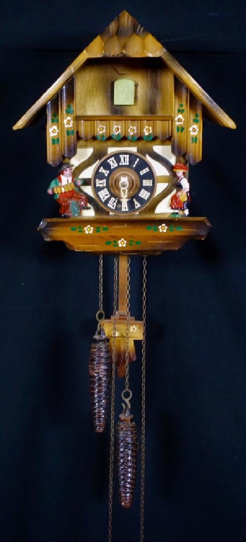 BLACK FOREST CUCKOO CLOCK: West Germany No 10-69 Dimensions: 9.5"H x 9"W x 5"D