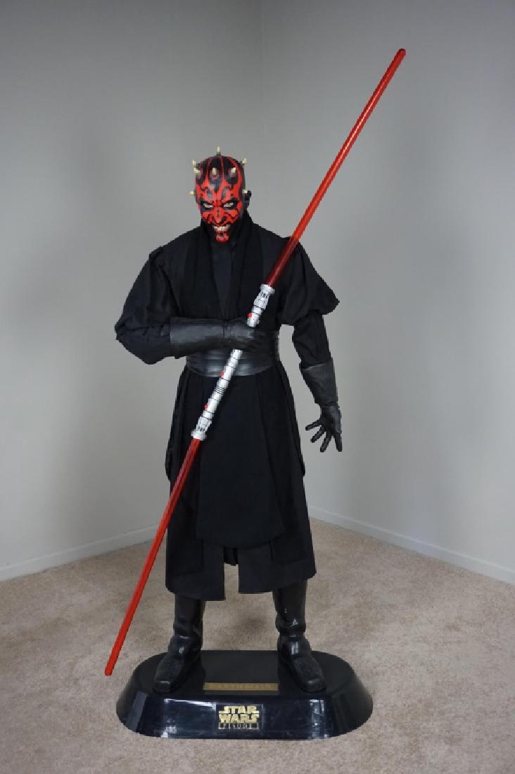 STAR WARS LIFE SIZE 1:1 DARTH MAUL REPLICA: Promotional replica from "Star Wars: Episode 1 Phantom Menace", Pepsi and Frito Lay stickers on base. Due to size of piece and nature of this piece, crate or freight shipping, or local pick up are req