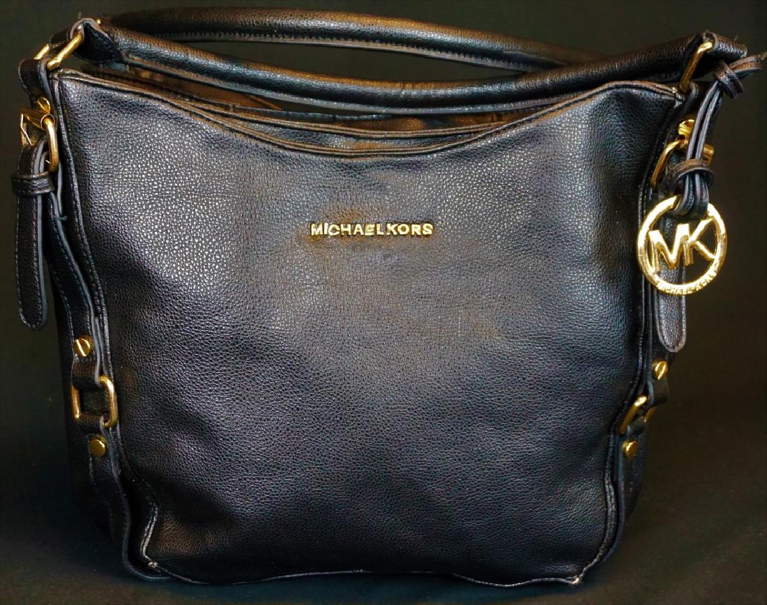 MICHAEL KORS BLACK LEATHER TOTE/HANDBAG: MICHAEL KORS BLACK LEATHER TOTE/HANDBAG