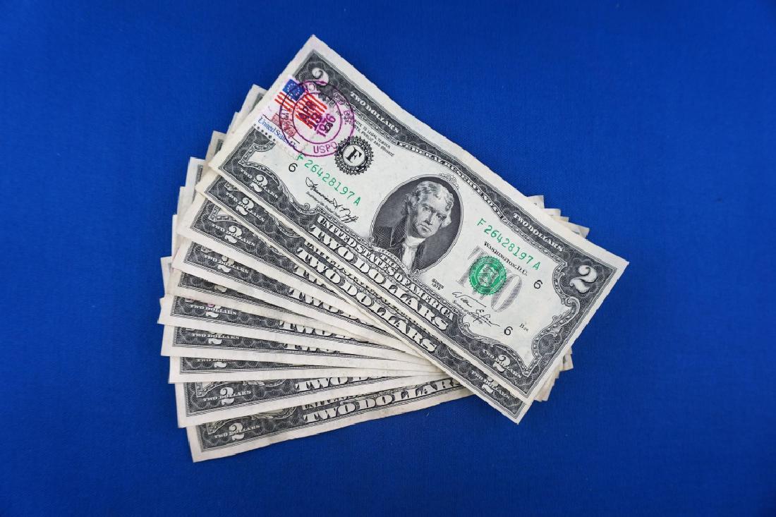 (10) UNCIRCULATED CONSECUTIVE $2 BILLS: (5) #82-86 ; (3) #36-38 and (2) #97 & #99 ; All bills are first day of issue