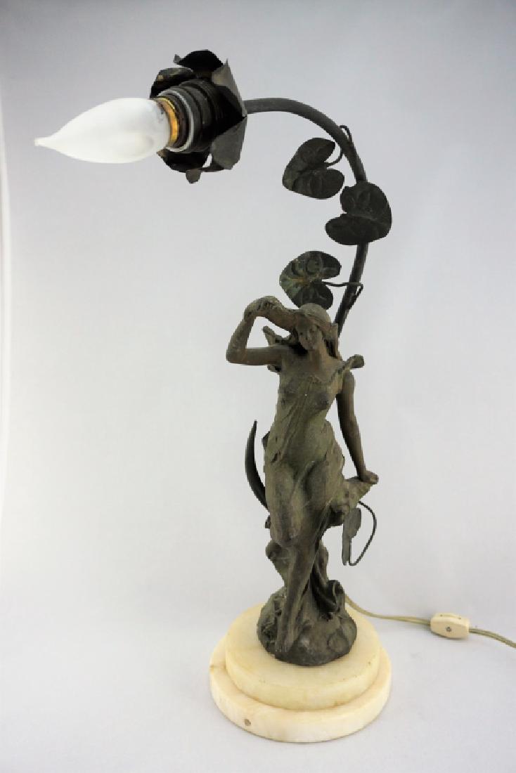 SPELTER ART NOUVEAU FIGURAL DESK LAMP (1 of 10)