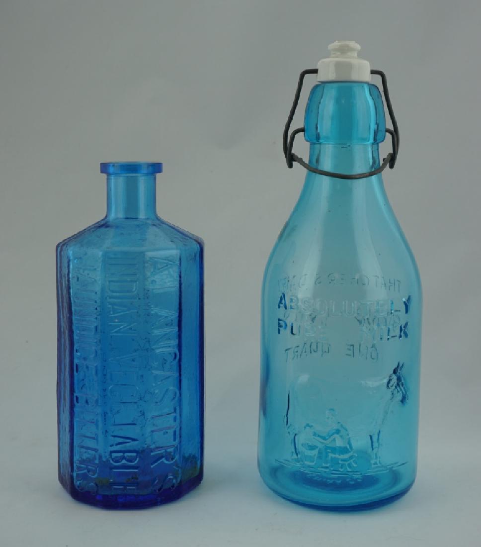 (2) REPRODUCTION BLUE & AQUA GLASS BOTTLES (1 of 11)