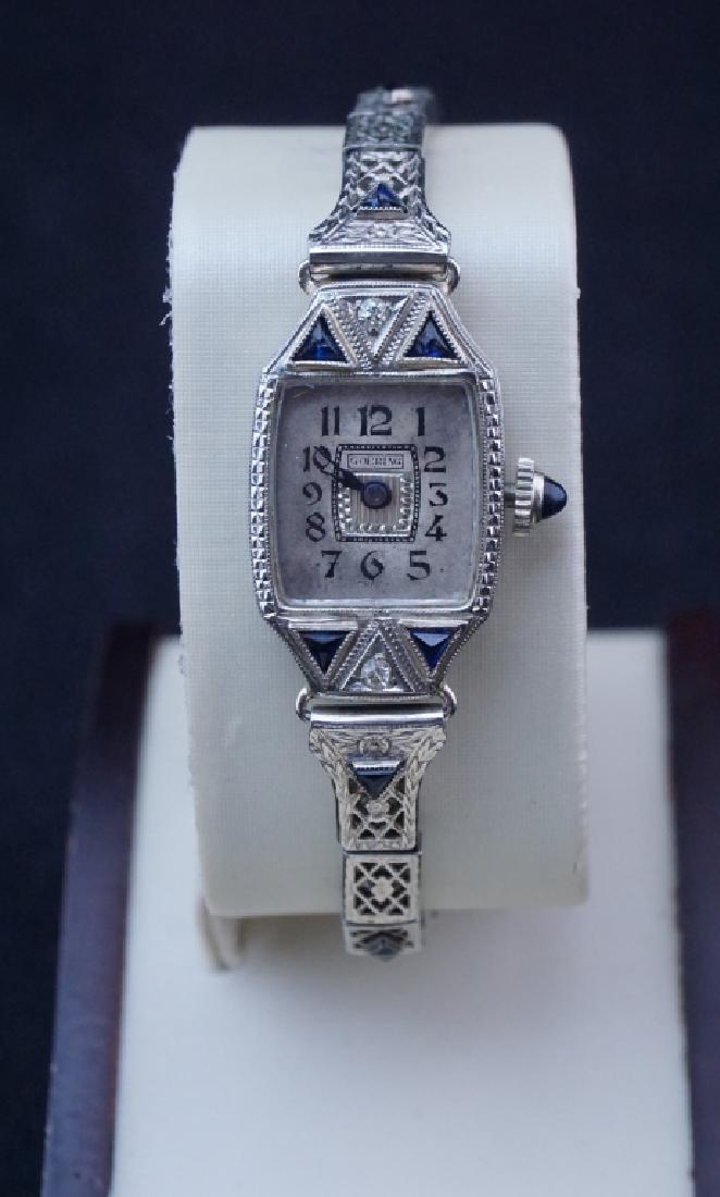 14K GOLD SAPPHIRE & DIAMOND LADIES WRISTWATCH (1 of 13)