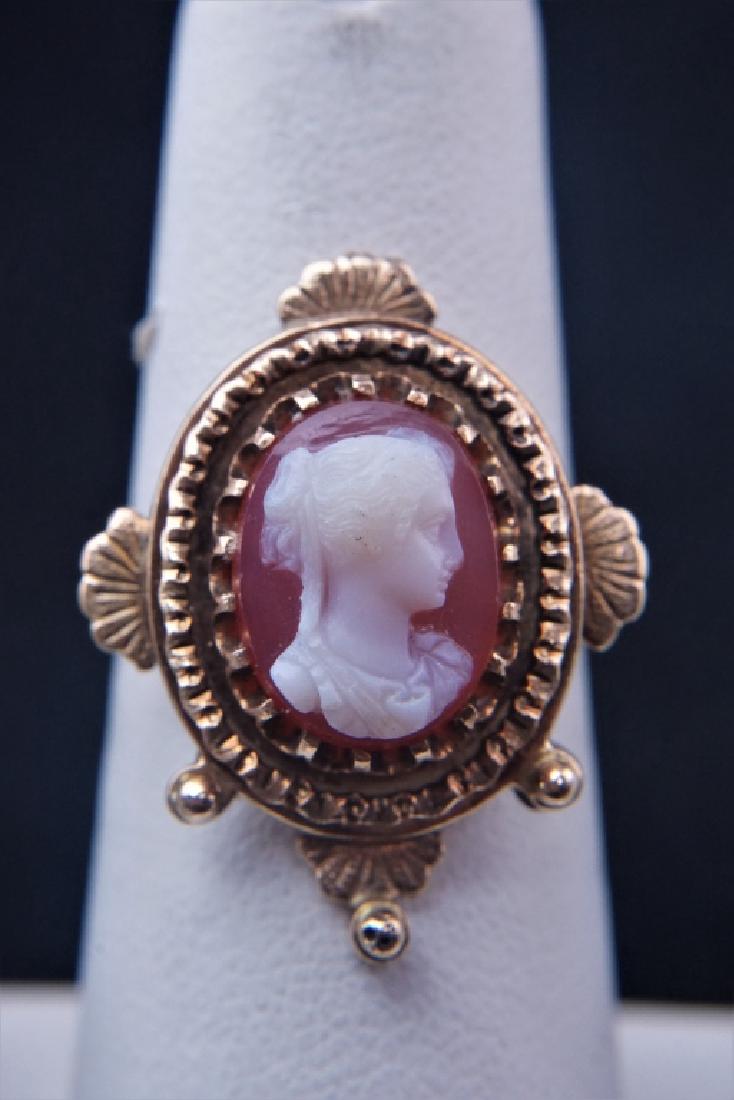 14K GOLD VICTORIAN AGATE CAMEO RING (1 of 5)