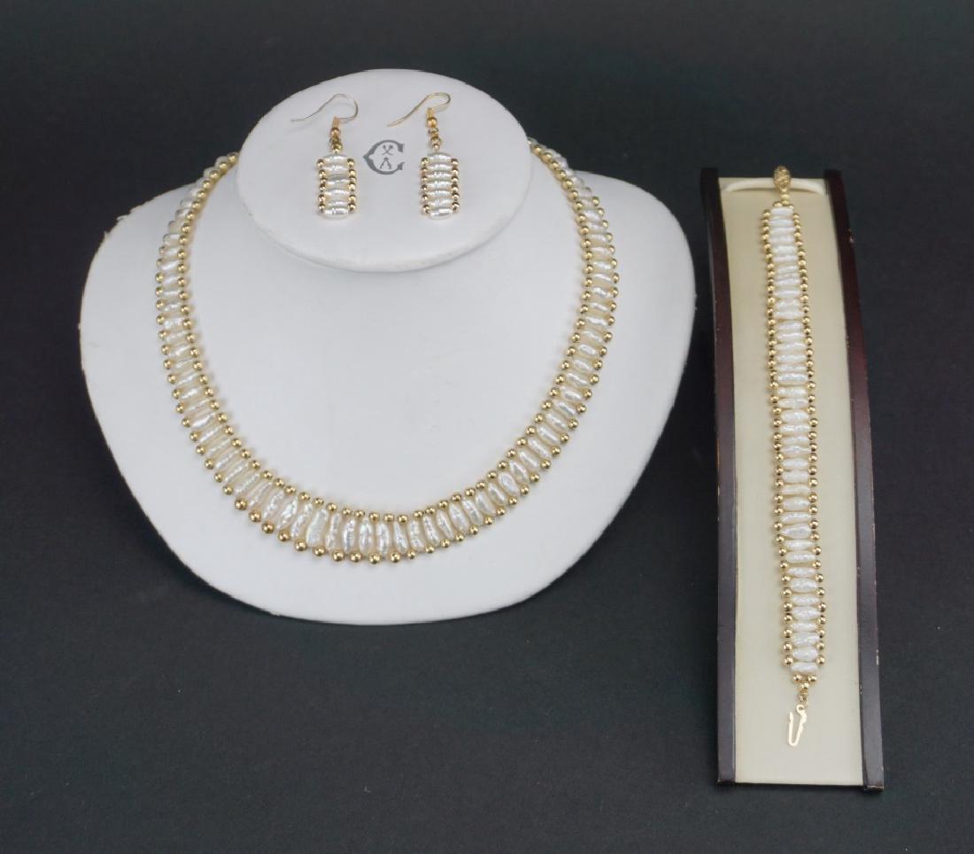 3pc 14K GOLD FRESHWATER PEARL SUITE (1 of 2)