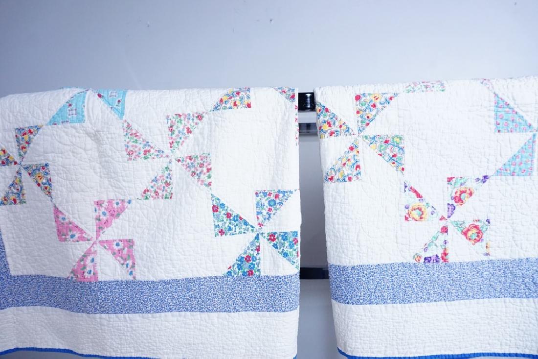 PAIR VINTAGE HAND STITCHED PINWHEEL QUILTS (1 of 10)