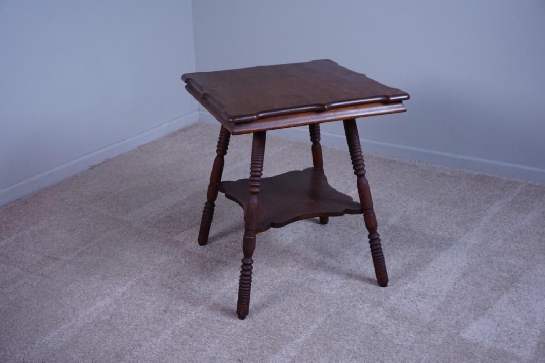 ANTIQUE OAK PARLOR TABLE WITH LOWER SHELF (1 of 4)