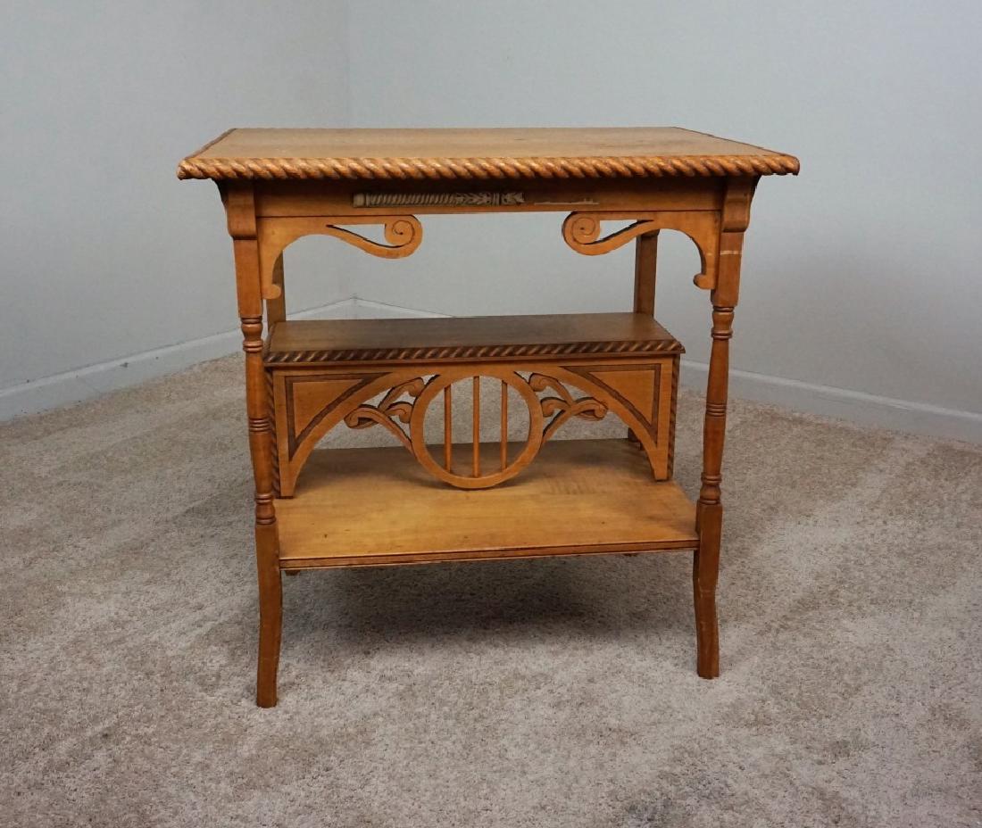 VICTORIAN OAK PARLOR TABLE WITH SHELF (1 of 6)