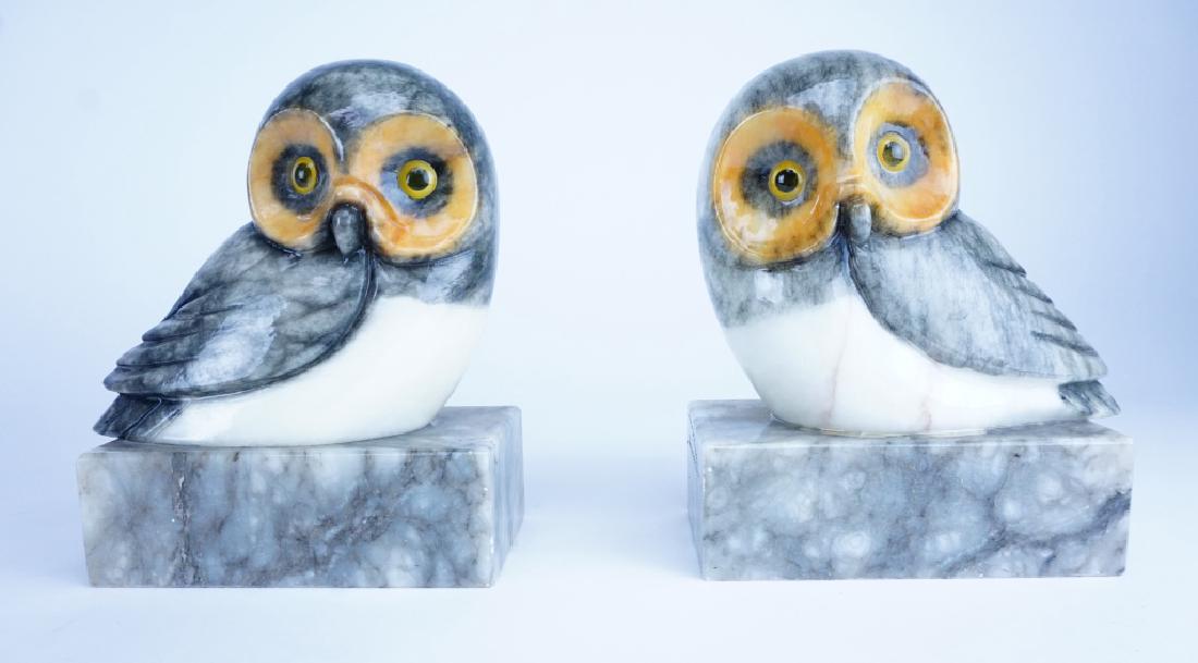 PAIR OF MARBLE OWL BOOKENDS (1 of 5)