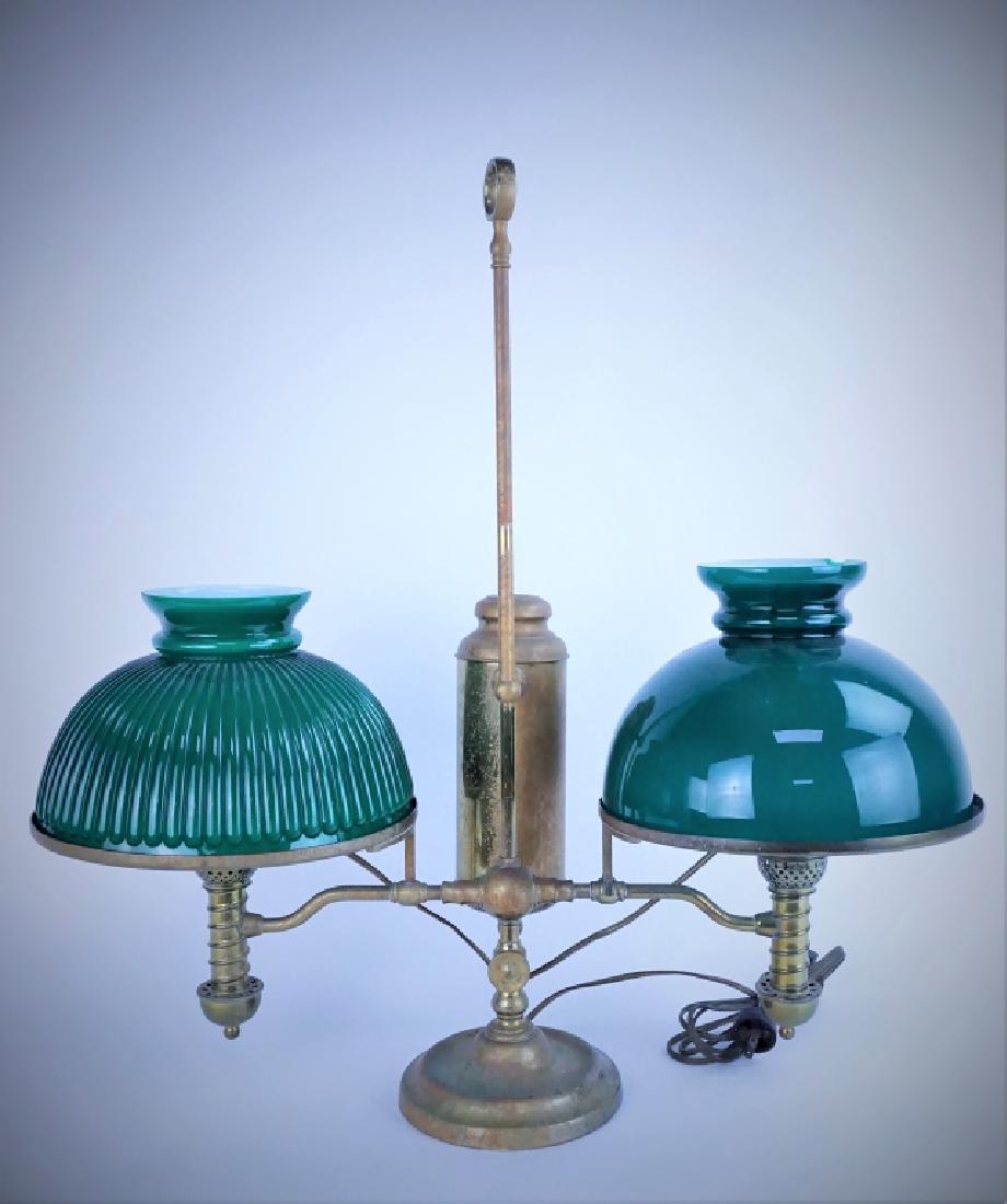 ANTIQUE MANHATTAN BRASS CO DOUBLE STUDENT LAMP