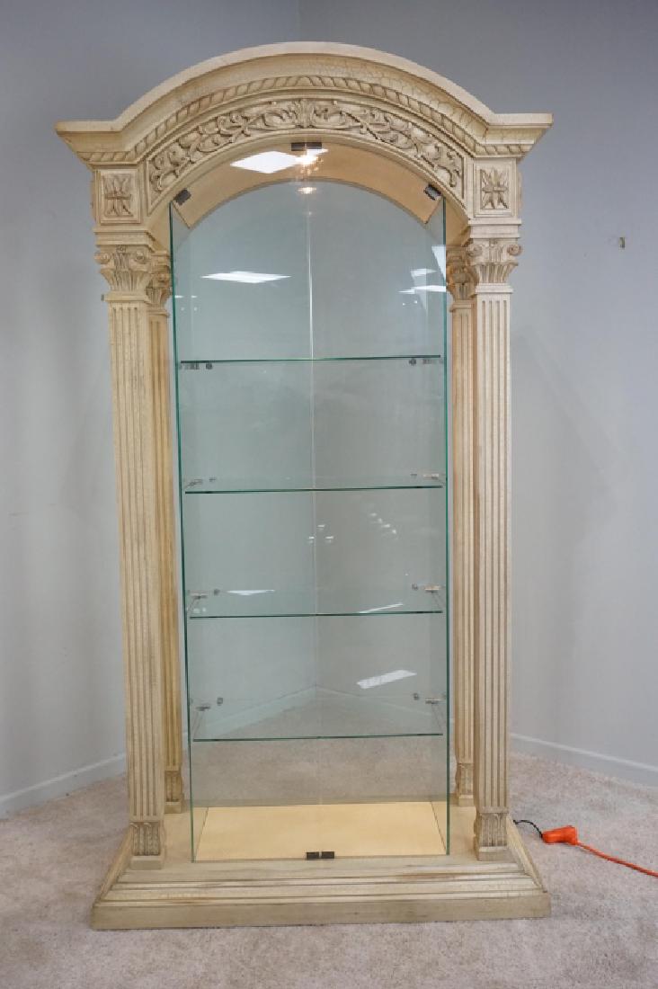 MODERN PILLAR AND GLASS CURIO CABINET (1 of 12)