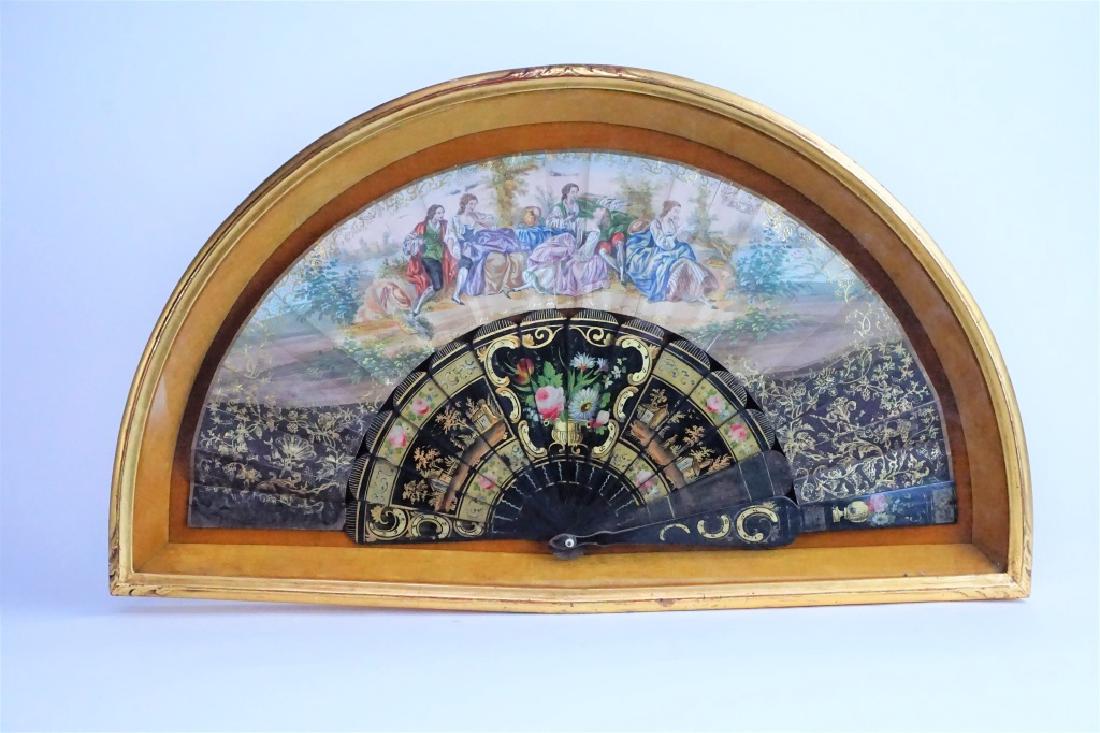 VICTORIAN STYLE FOLDING PAPER FAN IN SHADOW BOX (1 of 4)