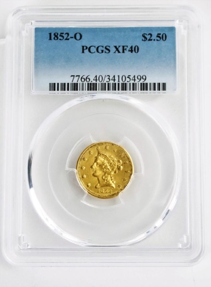 1852-O U.S. QUARTER EAGLE $2.50 GOLD COIN (1 of 4)