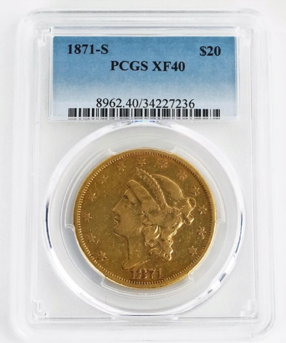 1871-S U.S LIBERTY HEAD DOUBLE EAGLE $20 GOLD COIN (1 of 5)
