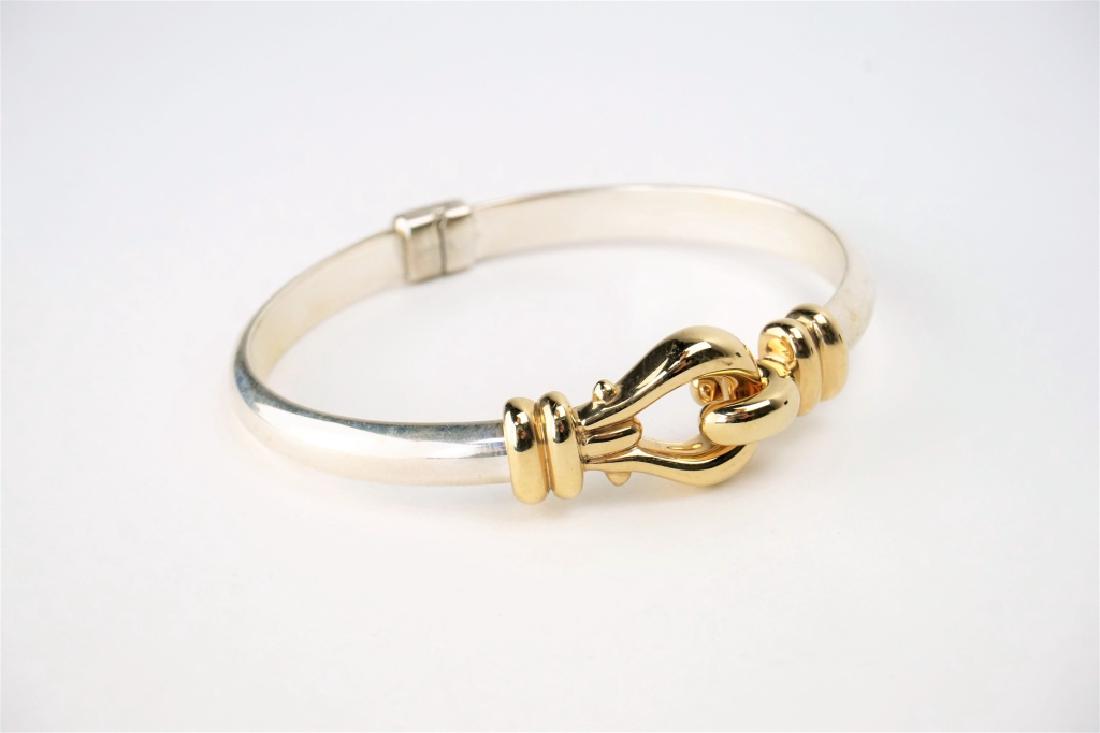 JTL ISRAEL STERLING & 14K GOLD BANGLE BRACELET (1 of 3)