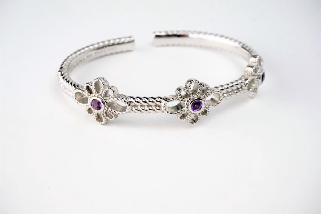 JUDITH RIPKA STERLING & AMETHYST CUFF BRACELET (1 of 4)