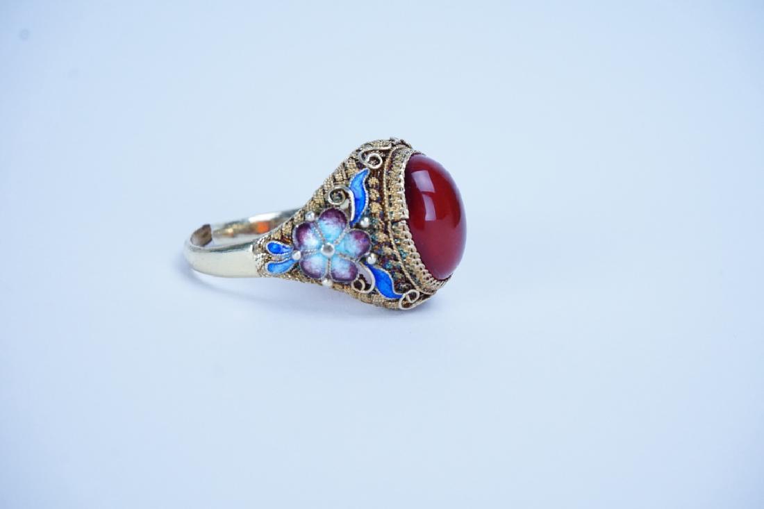 STERLING SILVER GEMSTONE & ENAMEL RING (1 of 4)
