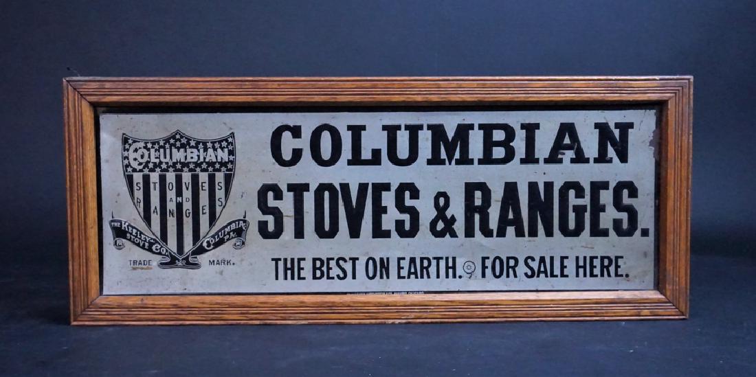 KEELEY STOVE CO COLUMBIAN TIN ADVERTISING SIGN (1 of 4)