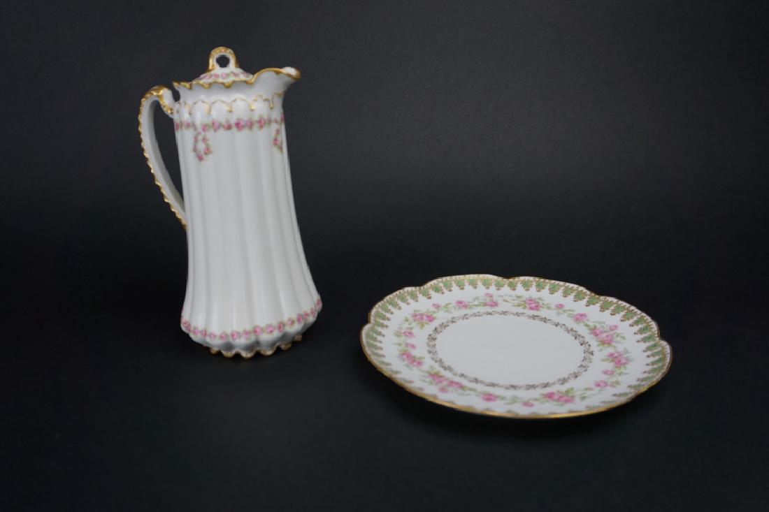 LIMOGES HAVILAND CHOCOLATE POT AND PLATE SET (1 of 8)