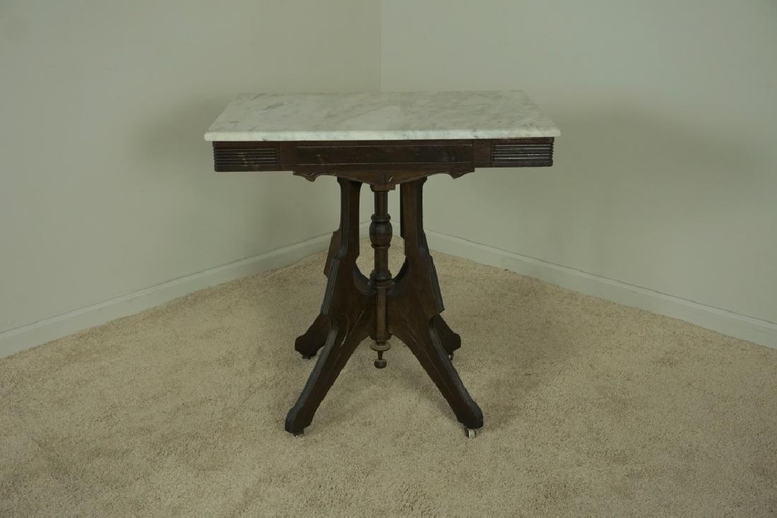 VICTORIAN MARBLE TOP WALNUT PARLOR TABLE (1 of 4)