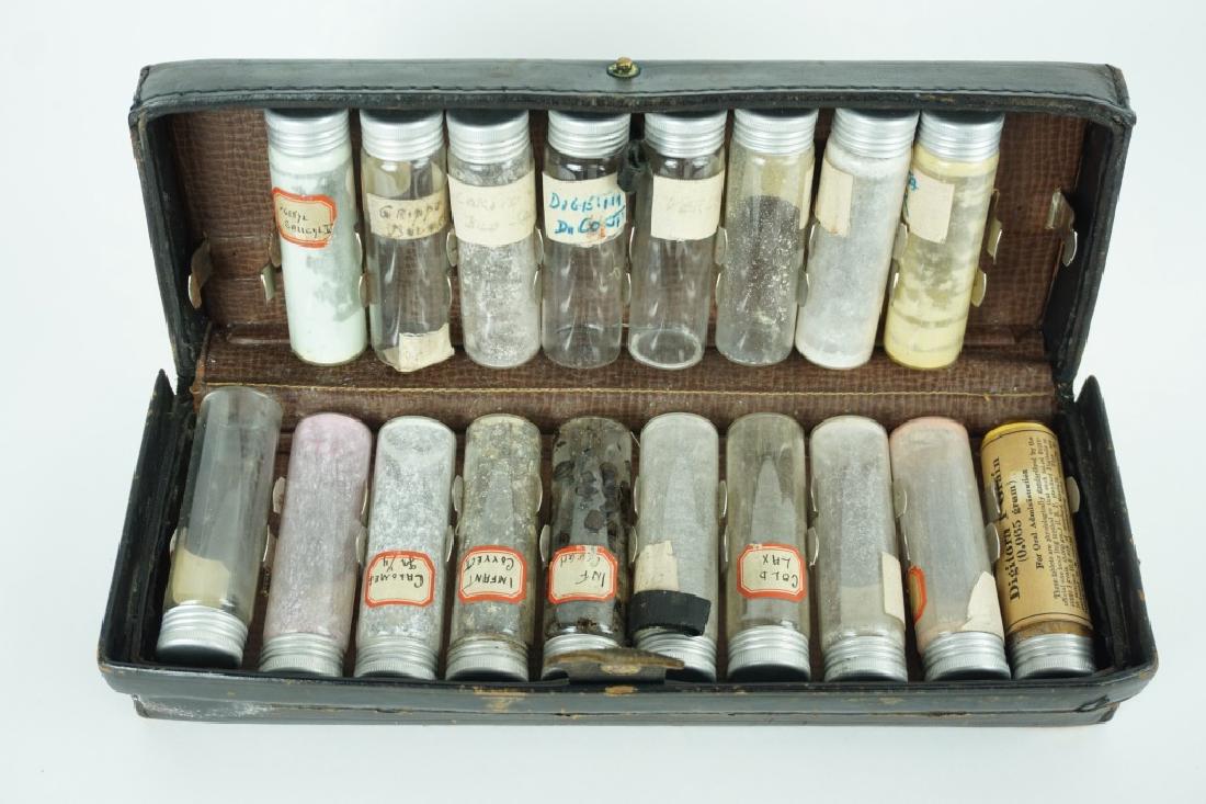 ANTIQUE LEATHER PILL CASE WITH BOTTLES (1 of 5)