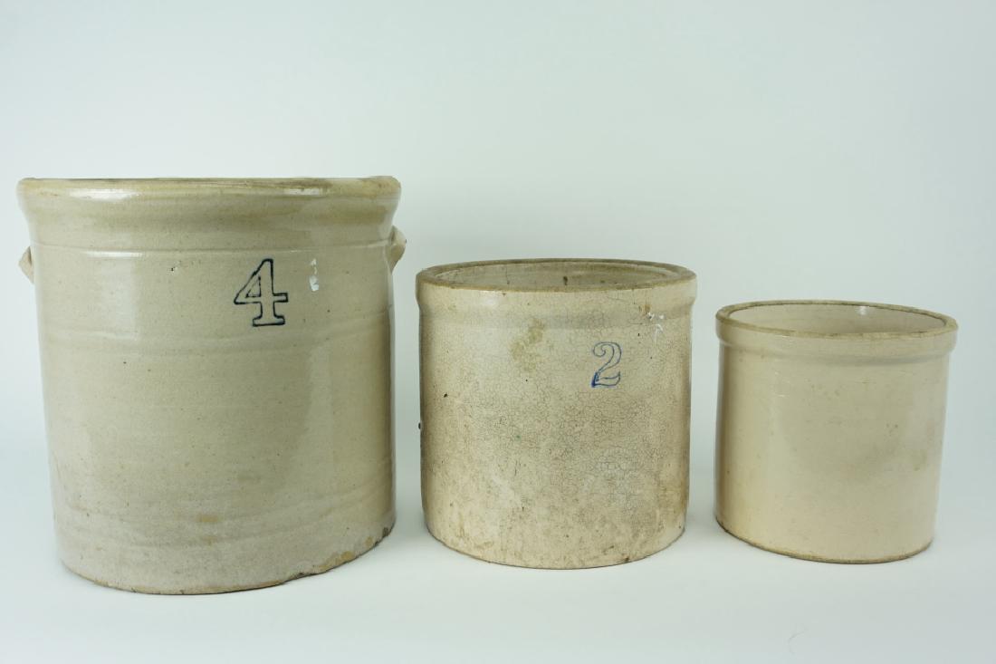 (3) ASSORTED WHITE STONEWARE CROCKS (1 of 3)
