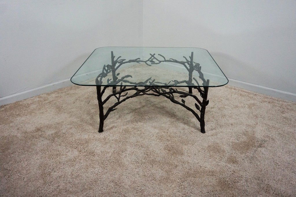 TREE BRANCH FORM METAL GLASS TOP COCKTAIL TABLE (1 of 4)