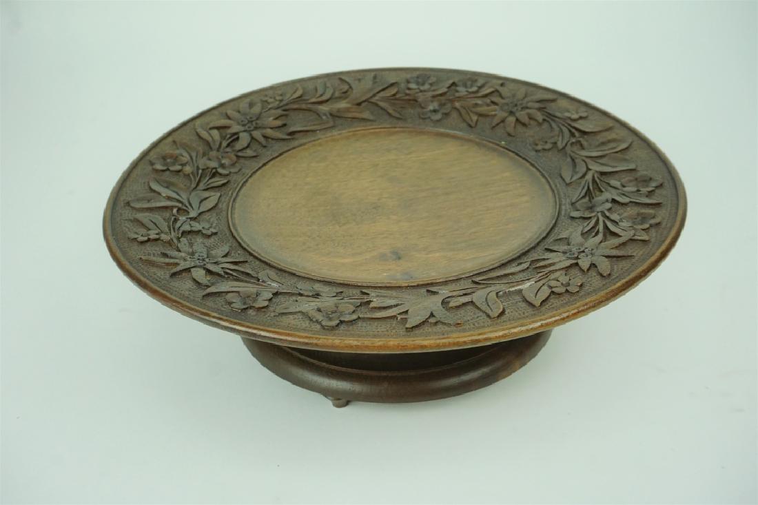 ANTIQUE BLACK FOREST CARVED MUSICAL BON BON TRAY (1 of 4)