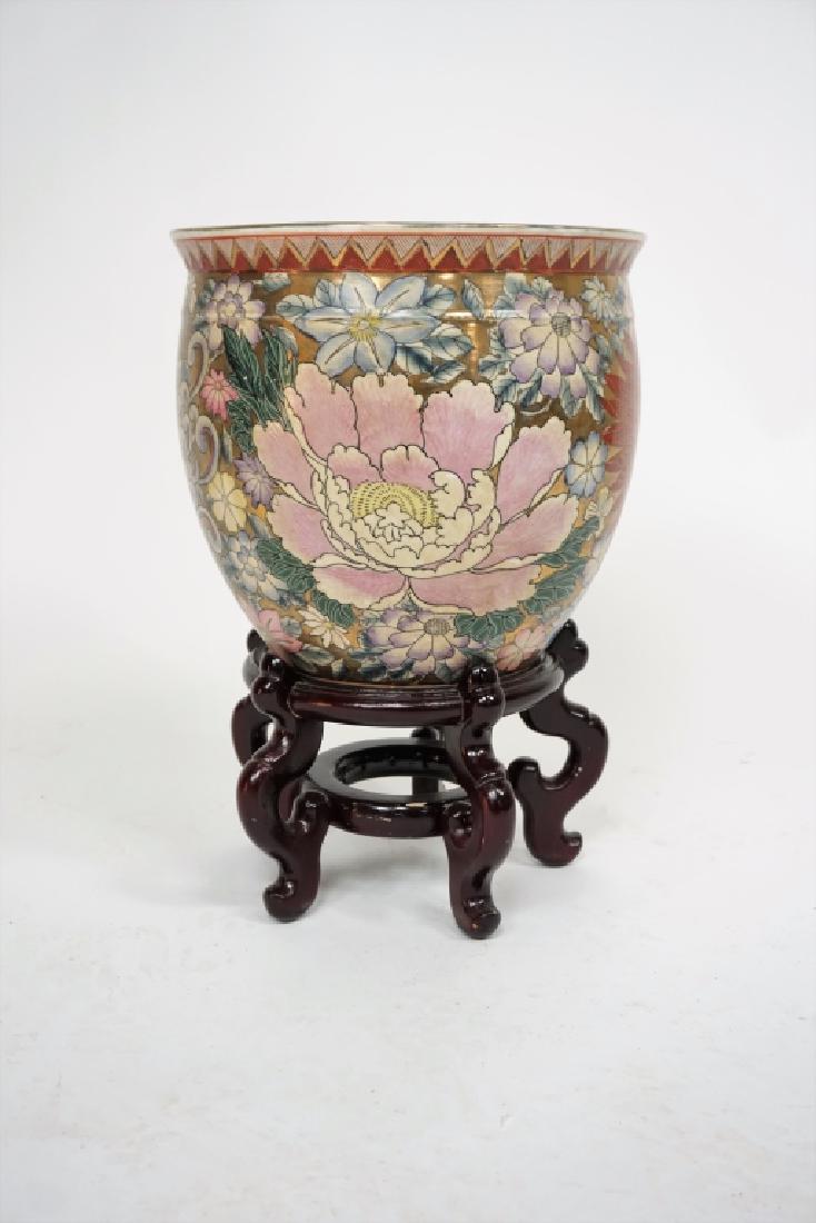 ORIENTAL PORCELAIN FISH BOWL STYLE PLANTER (1 of 9)