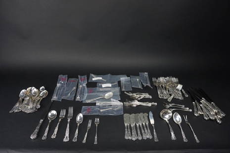 114pc GORHAM “BUTTERCUP” STERLING FLATWARE: 114pc GORHAM “BUTTERCUP” STERLING FLATWARE 7pc SERVICE FOR 12 + – All pieced marked Gorham, some with older mark, some with newer mark, Several pieces are still in the packaging from Gorham or R