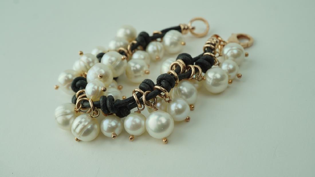 HONORA CULTURED PEARL LEATHER & BRONZE BRACELET (1 of 2)