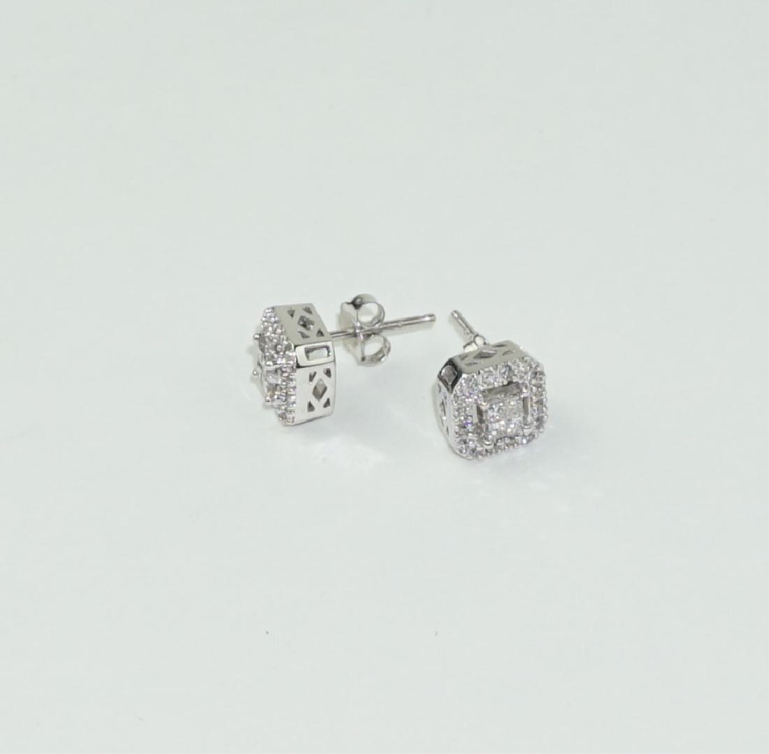 PAIR INVISIBLE SET DIAMOND HALO STUD EARRINGS (1 of 8)