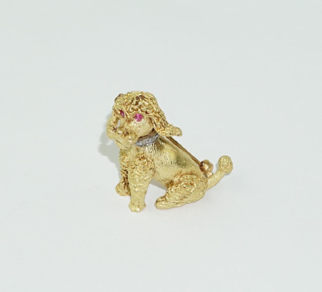 18K YELLOW GOLD & DIAMOND POODLE PIN (1 of 20)