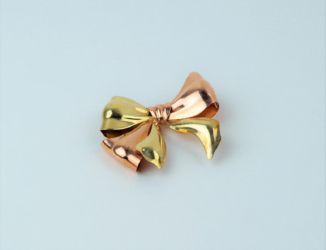 RETRO STYLE 2-TONE GOLD RIBBON PIN/BROOCH (1 of 8)